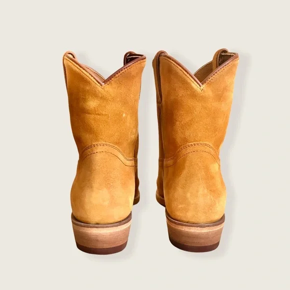 Frye Billy Short Camel Suede Leather South Western Pull On Cowboy Ankle Boots - Picture 12 of 16